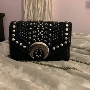 Zara Trafaluc crescent moon and stars faux snake skin bag